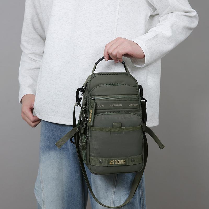 Casual Multi Pockets Men Chest Bag Shoulder Bag Multifunction Sports Message Bag Solid Color Cloth Crossbody Bag Travel