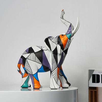 Esculturas criativas de elefantes pintados, decoração nórdica para sala de estar, estátua de animal de resina, decoração de quarto, estatuetas para interior