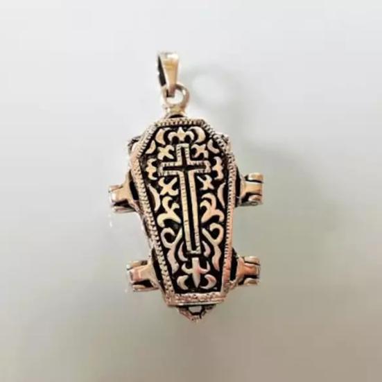 Skeleton Pendant Necklace Gothic Necklace with Skeleton in Casket Pendant