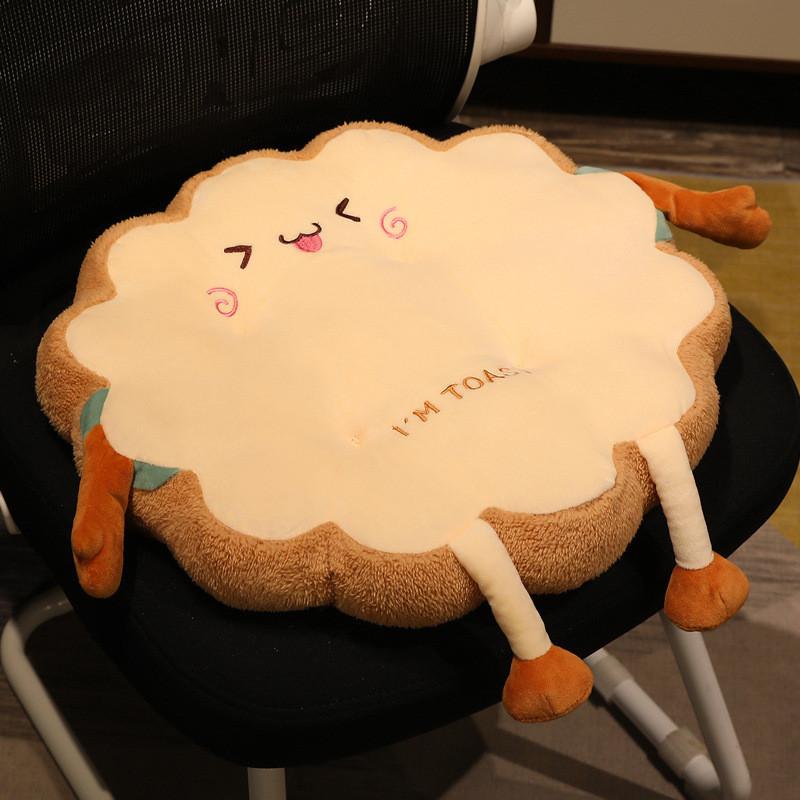 Chair Toast Cartoon Cushion With Soft Plush Material For Decor Home