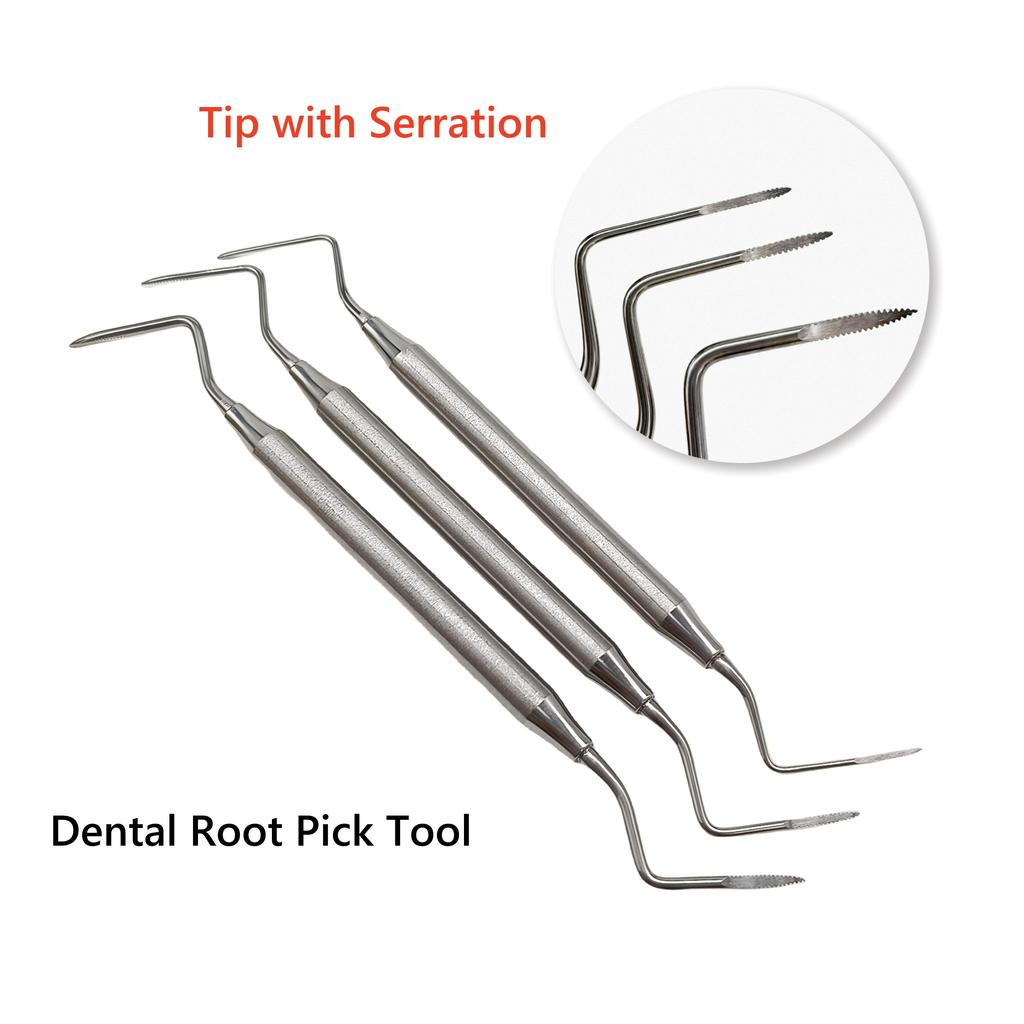 1 Pc or 2 Pcs or 3 Pcs Dental Root Tip Pick Tool Tooth Elevator with Saw Tooth Tip Dental Minimally Invasive Extraction Surgical Instrument Efficient