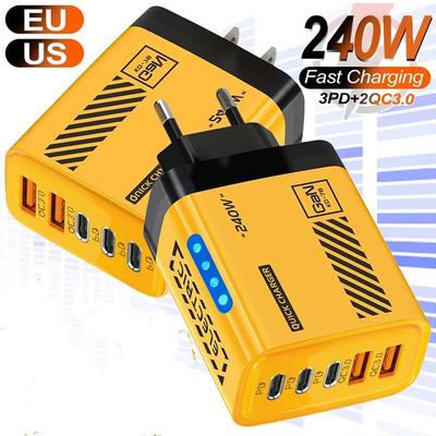 5 Ports 240W GaN USB-Ladegerät Typ C Schnelllade-Netzteil QC3.0 USB-Typ-C-Ladegerät EU/US-Stecker Für 17 Samsung