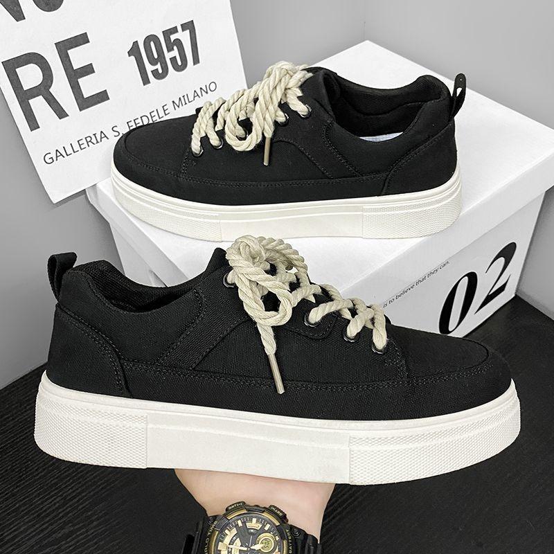 Herren Leinenschuhe Sommer atmungsaktiv Nischendesign vielseitig lässige Board Schuhe Studenten Sport schwarze Stoffschuhe