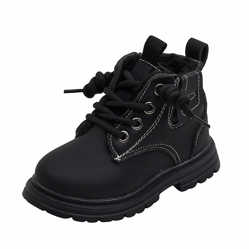 

Children Winter Thick Plush Warm Snow Boots Cotton Shoes Toddlers Baby Autumn Single Boots PU Leather Boot 21 чорний