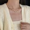 Niche fashion temperament wind handmade beaded collarbone chain S925 sterling silver horseshoe snail freshwater pearl necklace