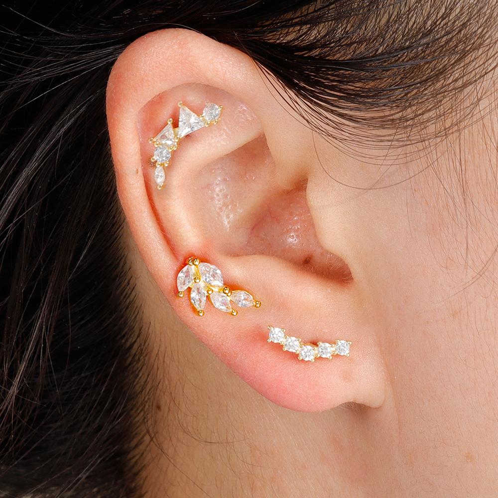 1PC 6 Styles Stainless Steel Mini Zircon Cartilage Piercing Stud Earring For Women Helix Tragus Piercing Women's Body Jewelry
