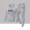 Men's fashionable casual two-piece set, new fleece-lined personalized letter print hooded shirt, sweatshirt and pants set