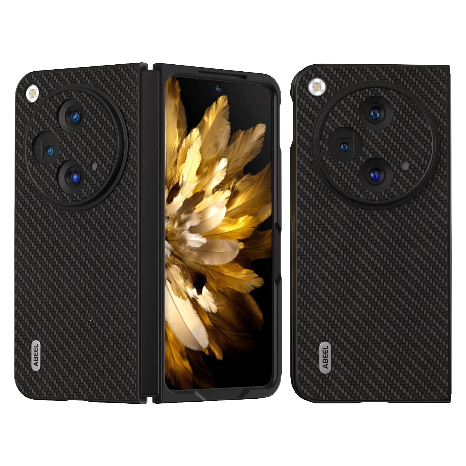 

ABEEL For Oppo Find N3 5G/OnePlus Open Case PU Leather Carbon Fiber Texture Back Cover Black
