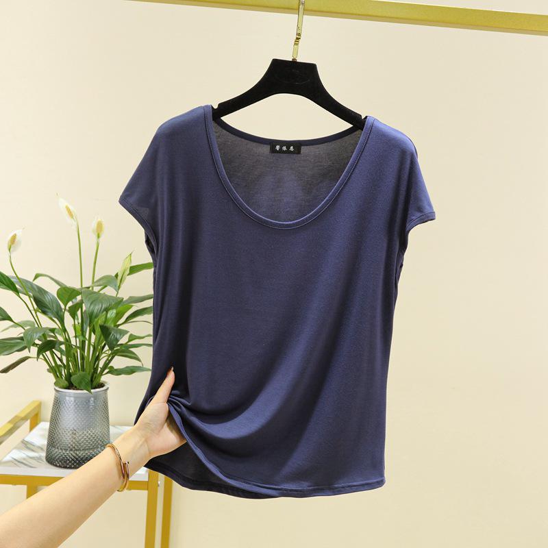Women's Modal Sleeveless Thin Base Layer T-Shirt - Round Neck, Loose Fit, Plus Size, Solid Color, Slimming Top for Spring/Summer