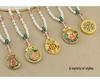 Retro Five Blessings Imitation Pearl Necklace with Cloisonné Pendant - Chinese Style Long Beaded Accessory