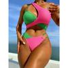 2025 Asymetryczny Jednoramienny Zestaw Bikini Damski Patchworkowy Brazylijski Kostium Kąpielowy Damska Stroje Kąpielowe Opaska Strój Kąpielowy