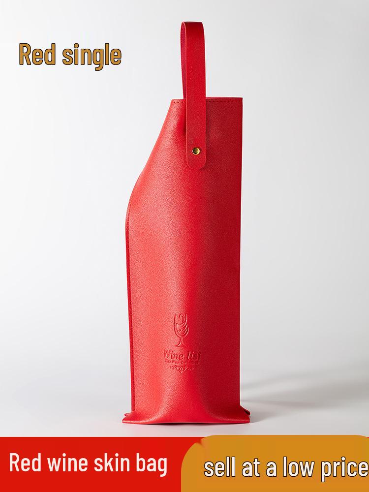 Leather Double Bottle Red Wine Gift Box with Handle