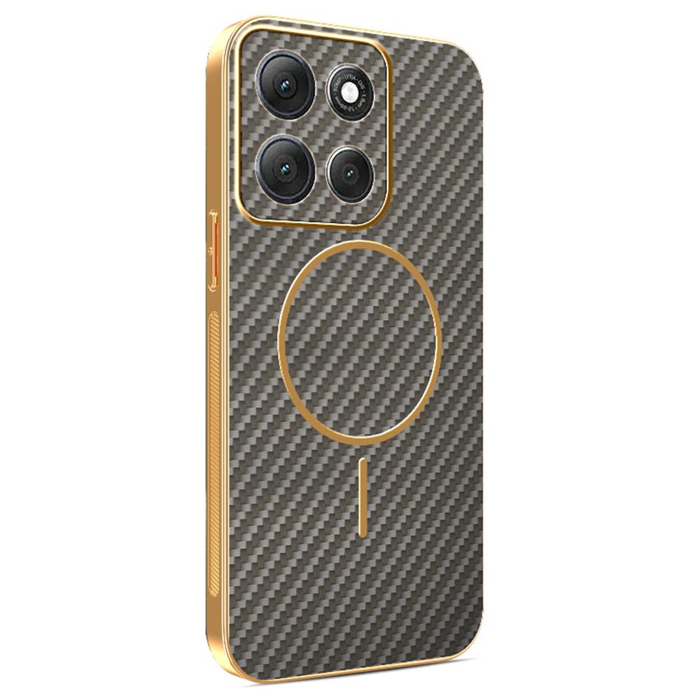 For Motorola Moto G86 Power 5G Phone Case Carbon Fiber Textured Electroplated TPU Back Cover