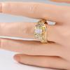 Exquisite Inlaid White CZ Women's Ring Sparkling Gold Color Hand Carving Daily Wear Party Jewelry Anniversary Gift