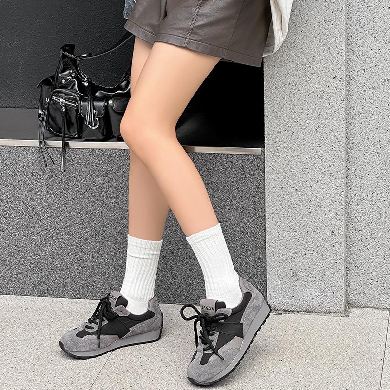 Platform-soled waffle Forrest Gump shoes spring and autumn new leather ins trendy German training casual shoes