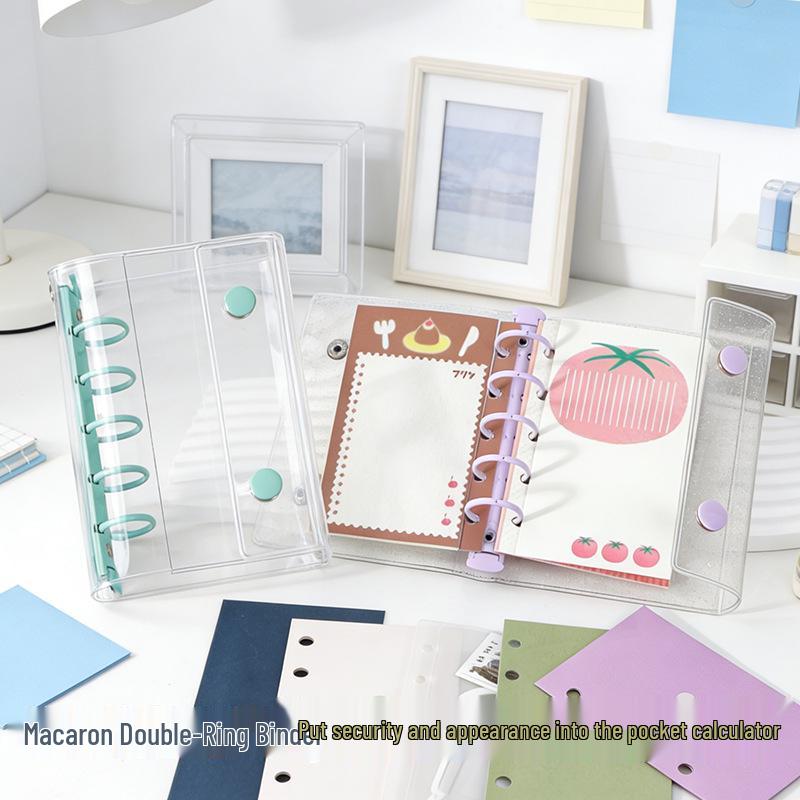 Macaron Color Tri-Fold Loose-Leaf Planner with Double-Buckle & Storage Pocket