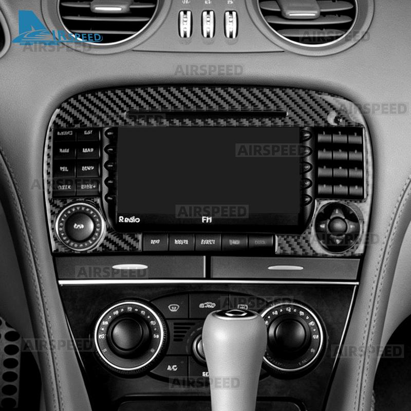 Real Soft Carbon Fiber Sticker For Mercedes Benz SL Class R230 2005 2006 2007 2008 2009 2010 2011 Car Central Control CD Panel
