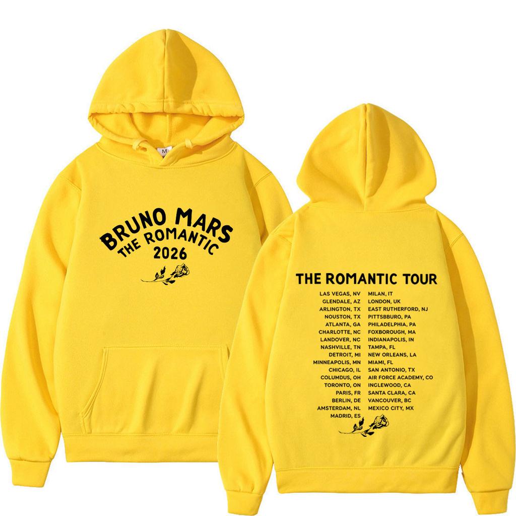 Bruno Mars The Romantic Tour Print Hoodie Man Woman Fashion Pullover Long Sleeves Loose Casual Sweatshirts