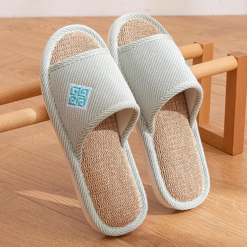 Linu čības sieviešu pārim vasaras iekštelpu mājas birojam četru sezonu kokvilnas lina koka grīdai pavasara un rudens čības vīriešu