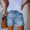 Summer Women's Washed Ripped Straight-Leg Jeans Shorts