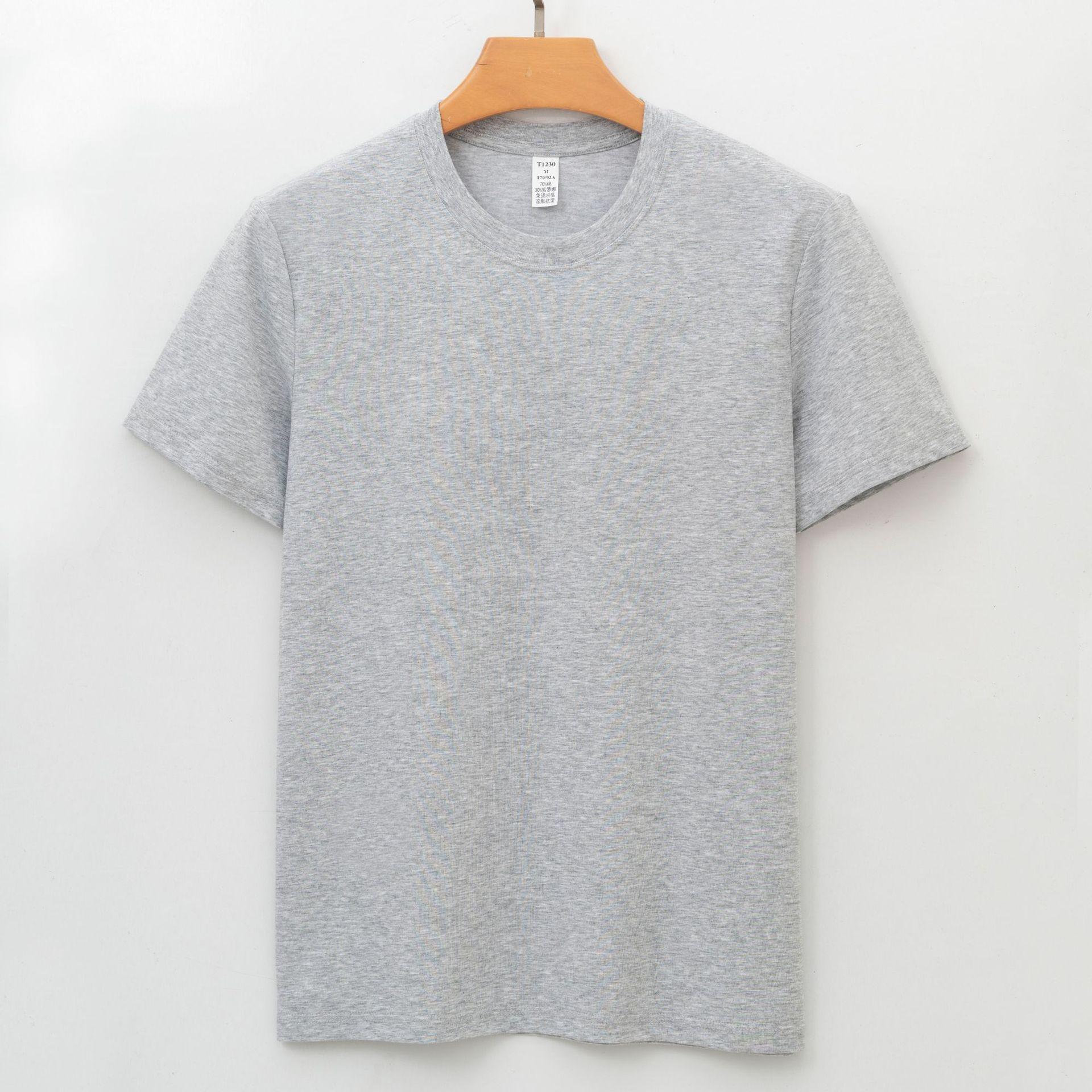 

Premium Long-staple Cotton Short-sleeve Crew Neck Three-needle Solid Color Wrinkle-free Antibacterial Cool T-shirt Minimalist Breathable Tops 4XL хізер сірий колір