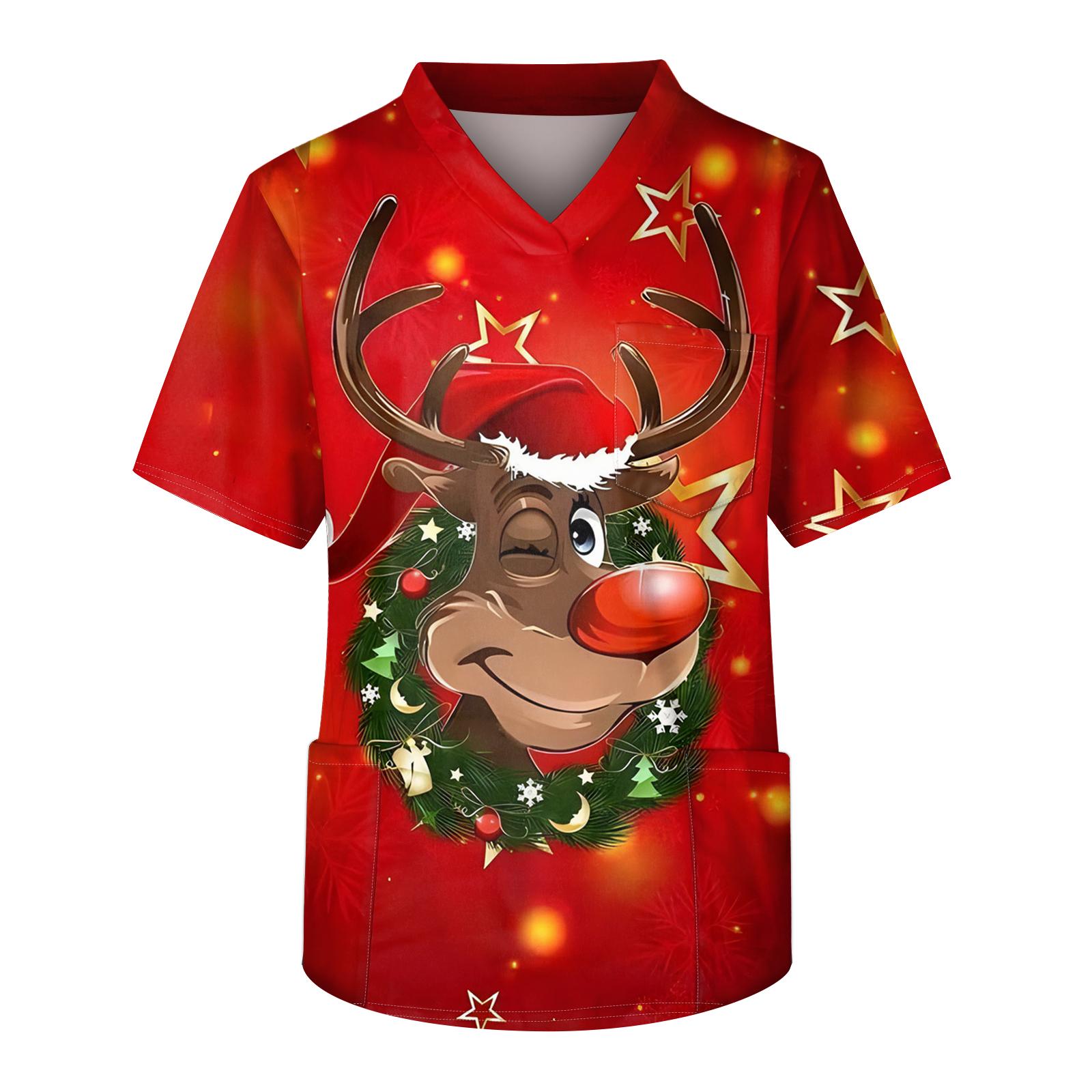 

Мужская рабочая блузка с короткими рукавами и v-образным вырезом с принтом, топ с нагрудным карманом XL красный