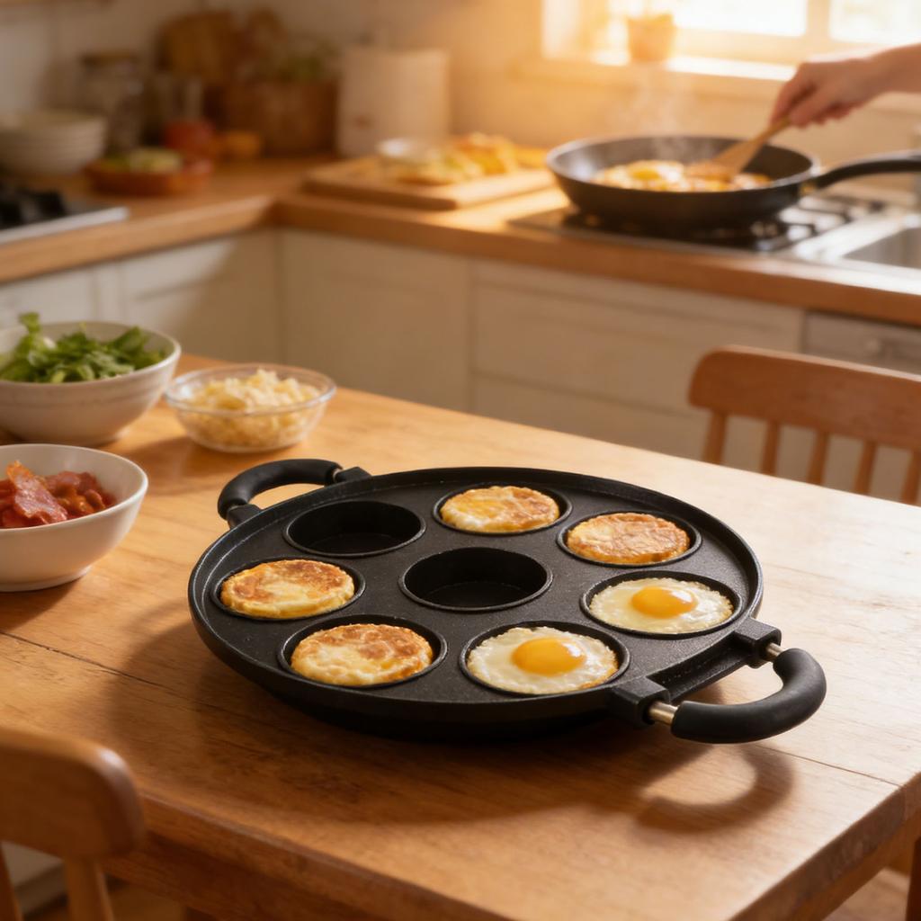 Egg Frying Pan 8 Hole Design Multifunctional Non Stick Egg Pancake Steak Pan for Travel Camping