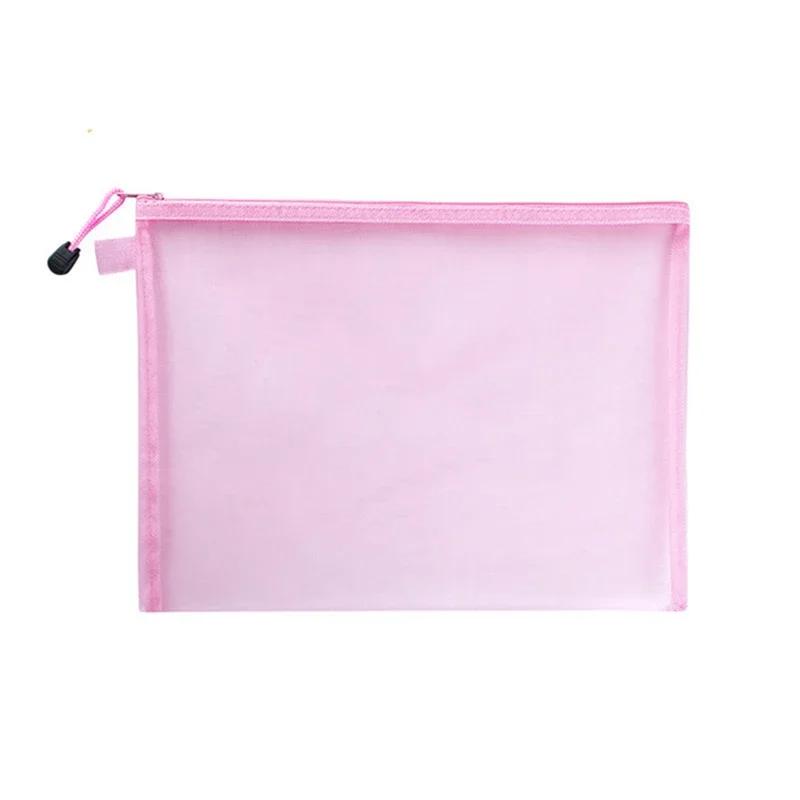 Transparent A4/A5/A6 Mesh Zipper Pouch Clear Document Bag Book File Folders Stationery Pencil Case Storage Bags Makeup Pouch