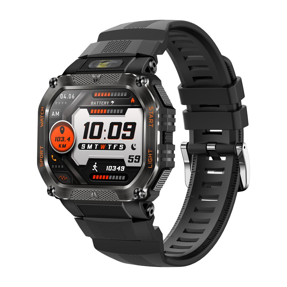 HT34 Smartwatch Masculino Chamada Bluetooth Robusto para Exterior Smartwatch 3ATM IP68 À Prova d'Água Lanterna Relógios Esportivos de Fitness