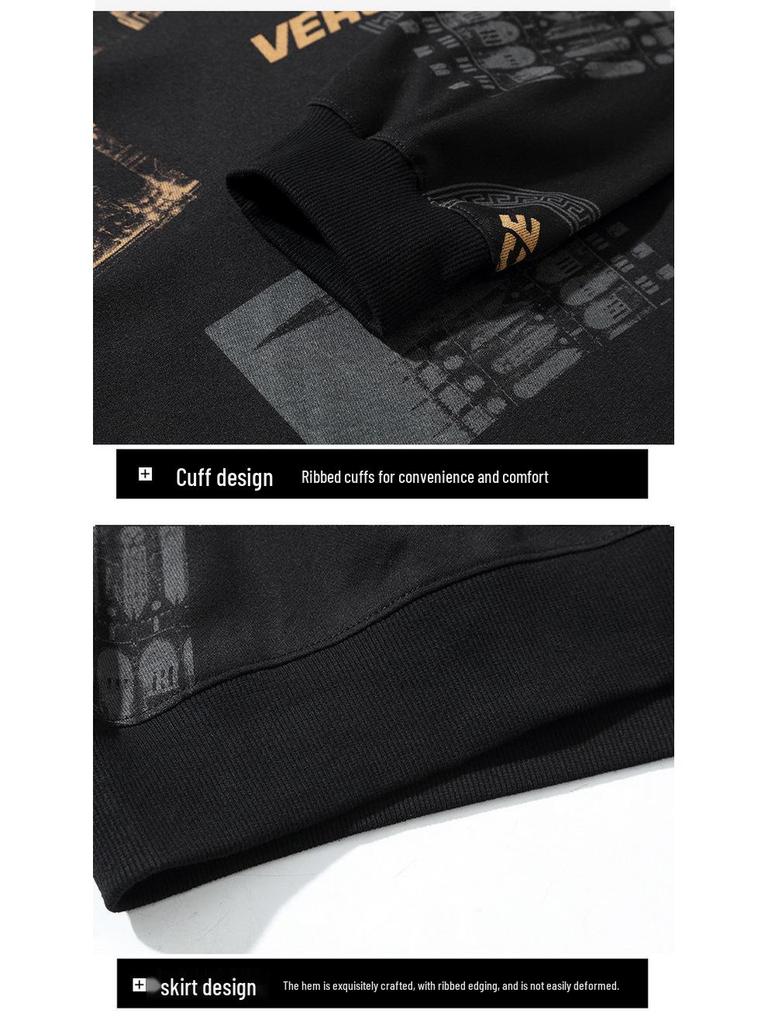 2020 Men's Plus Size Cotton Sweatshirt - Round Neck Long Sleeve, Extra Large Fit (Spring/Autumn)