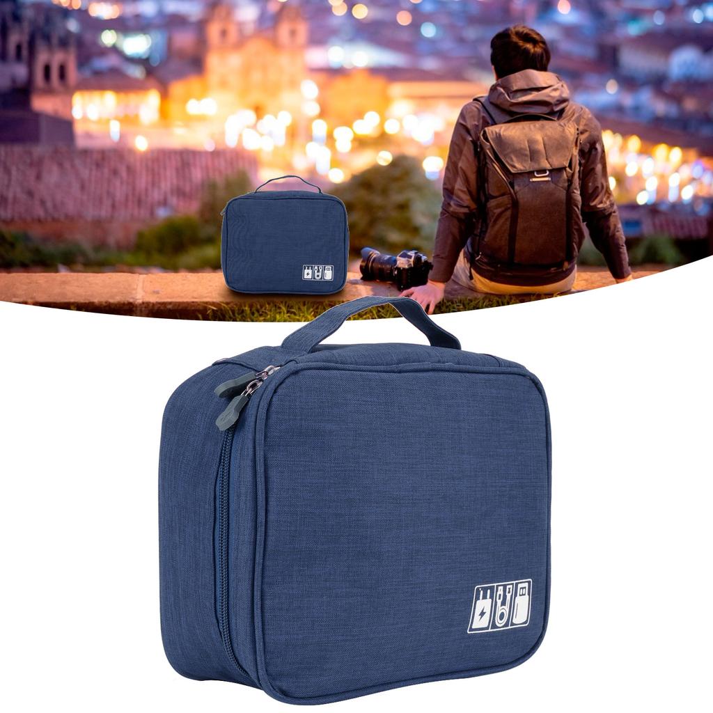 Multifunction Storage Bag Electronic Accessories Cable Cord USB Drive Organizer Storage HolderNavy