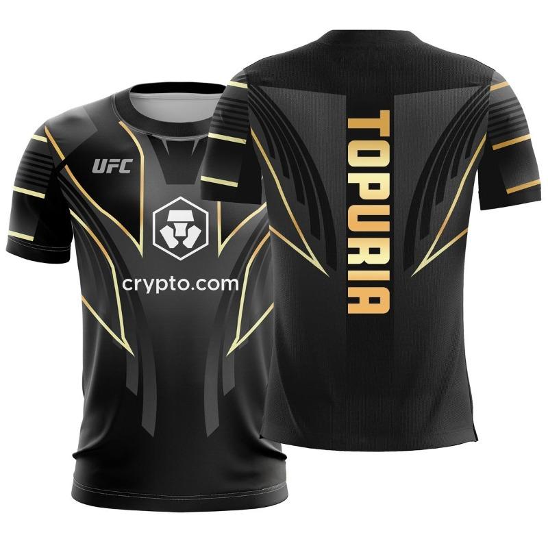 Men s 2025 UFC Fight Night Topuria Short Sleeve T-Shirt Breathable Sportswear for Mixed Martial Arts Training XXS