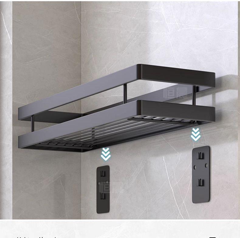 Wall-Mounted Multi-Tier Kitchen Storage Rack, No-Punch Design, for Seasoning and Refrigerator Side Organization