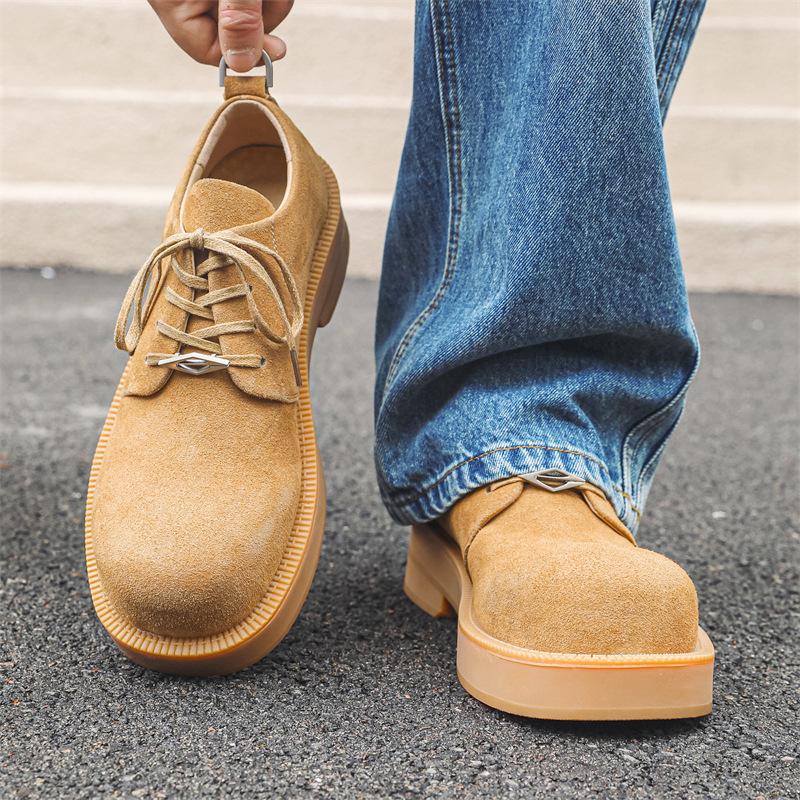 2024 new rhubarb leather shoes Japanese Mickey Derby shoes men's casual tooling trend single shoes 57321-J