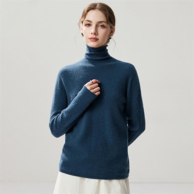 Lekasha Women's Cashmere High-Neck Twelve-Needle Knit Sweater