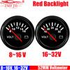 ZMFJH 8-16V,16-32V Voltage Red Backlight Pointer 2"52MM Voltmeter for Universal Car Boat Yacht VOLTS Meter Gauge Indicator