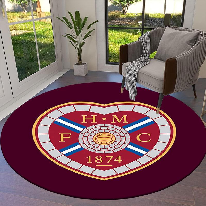 Heart of Midlothian Football Club Round Area Rug,Carpet Rug for Living Room Bedroom Sofa Playroom Decor,Non-slip Floor Mat