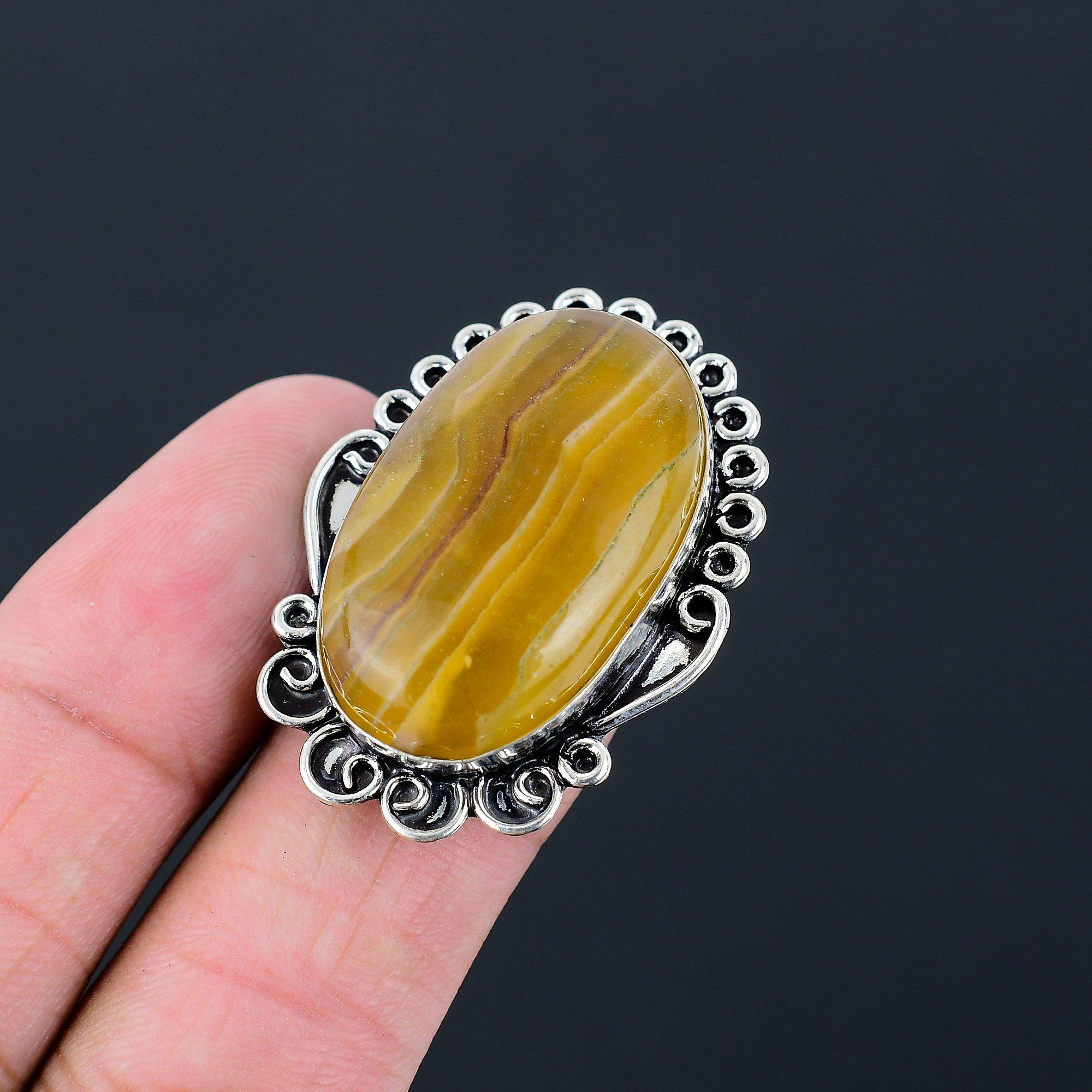 Sterling Silver Third Eye Chakra Multi Fluorite Gemstone New Ring Jewelry US 7.5 7.5