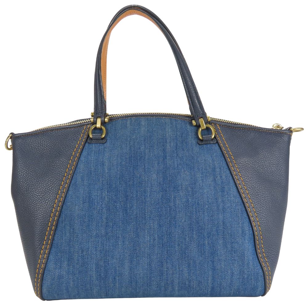 Gebrauchte COACH Handtasche Prairie Satchel 67332 Denim/Leder Indigo Marineblau