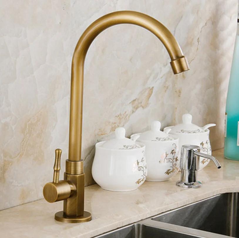 Antique brass single cold outdoor wash basin faucet anti-freezing cracking marble stone basin outdoor balcony courtyard