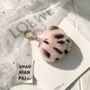 Cartoon Design Heart Fluffy Fur Keychain Heart Shape Heart Plush Pendant  Gift
