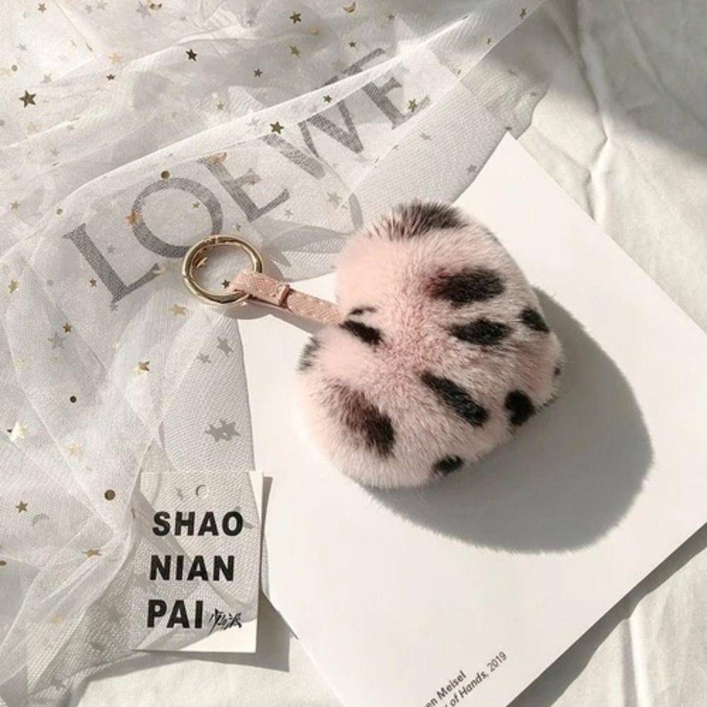 Cartoon Design Heart Fluffy Fur Keychain Heart Shape Heart Plush Pendant Gift
