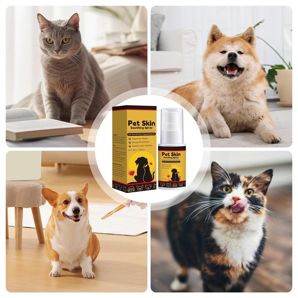 Pet Skin Spray Dog & Cat Skin Care Spray, Soothing & Spray Softening Anti-Itch Cleansing Skin, Nourishing Soothing Spray