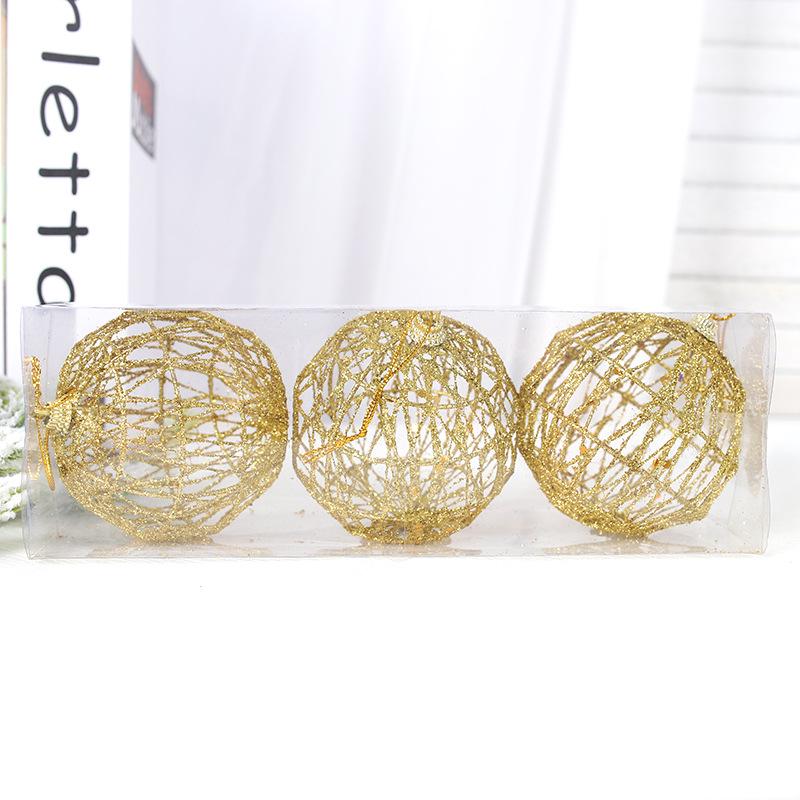 New Gold Wrought Iron Hollow Ball Ornaments for Christmas Tree