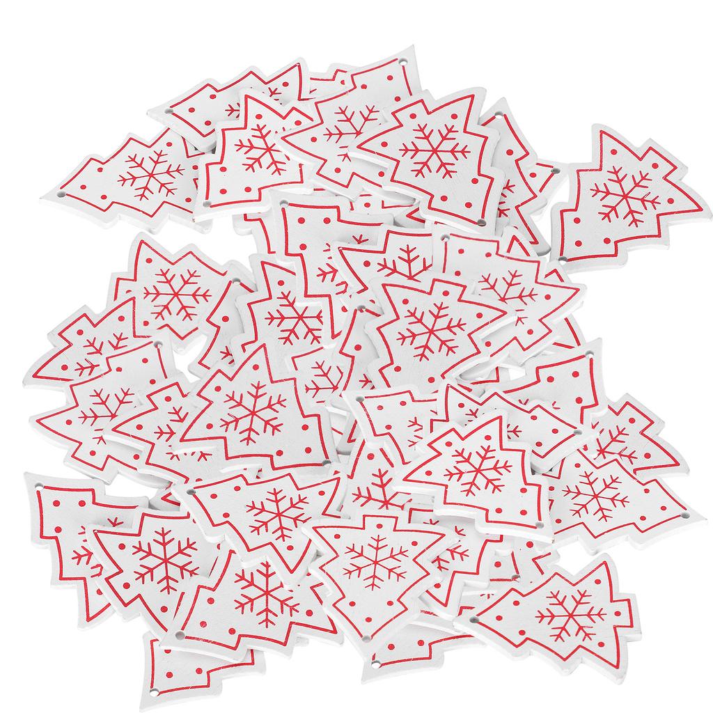 110Pcs Christmas Decorations Wood Chips Carving Christmas Tree Shape Wooden Crafts