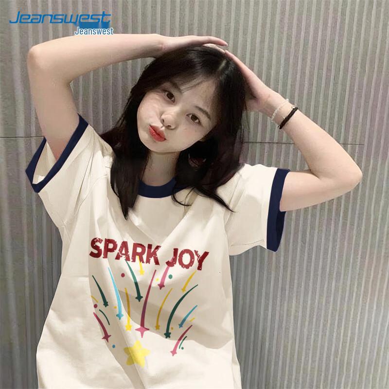 

Jeanswest Women s Summer Color-Blocked Cotton T-Shirt L