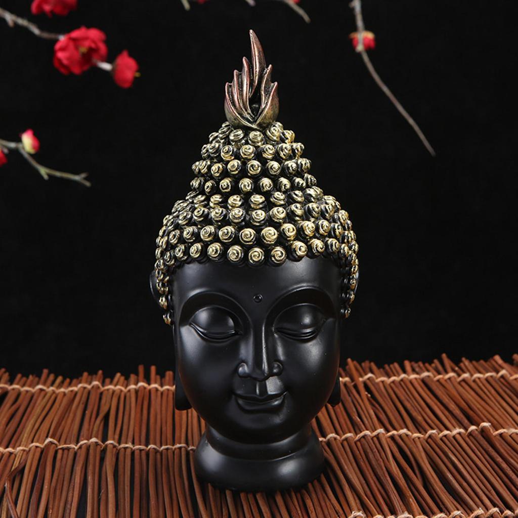 Resin Buddha Head Statue for Desktop Study Ornament