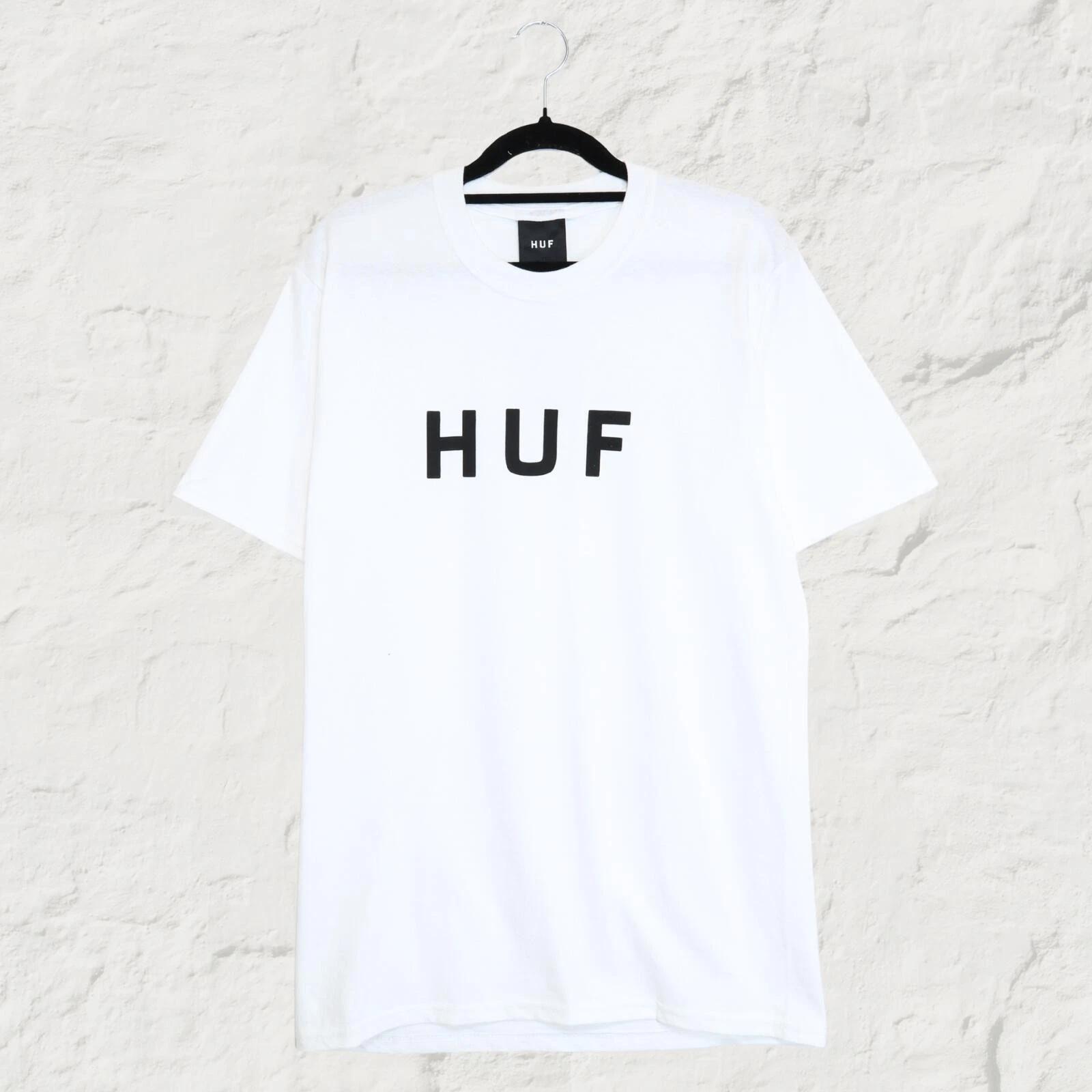 HUF Essentials OG Logo Tee White Minimal Streetwear Tee S M