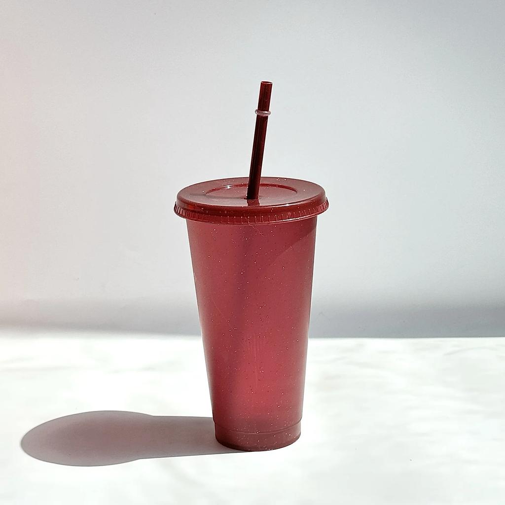 5pcs 24oz plastic cups with lids&straw reusable water bottle party cold cups Hard Plastic Cup Wedding Party Summer Drinkware