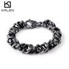 Kalen Retro Stainless Steel Twisted Chain Bracelet for Men's Skull Punk Style Unique Bracelet Trendy Jewelry Chunky Accessories